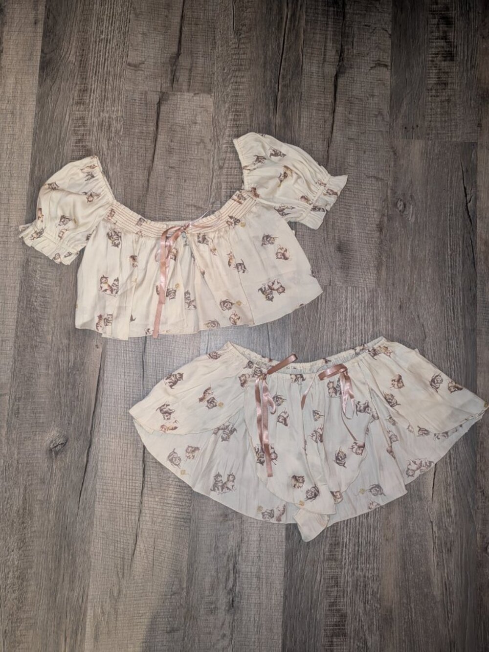 Urban Outfitters Satin Kitten Set